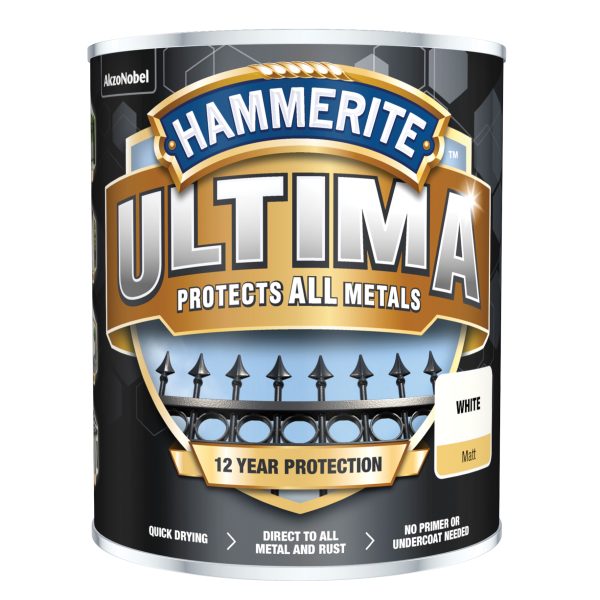HAMMERITE Ultima Metal Paint Matt White 750ml