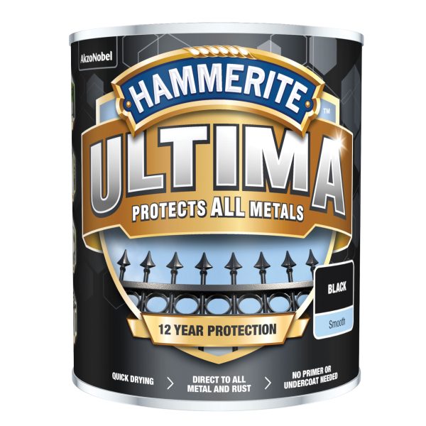 HAMMERITE Ultima Metal Paint Smooth Black 750ml