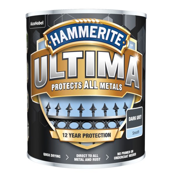 HAMMERITE Ultima Metal Paint Smooth Dark Grey 750ml