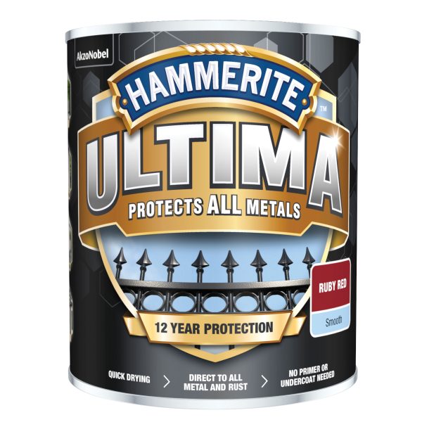 HAMMERITE Ultima Metal Paint Smooth Ruby Red 750ml