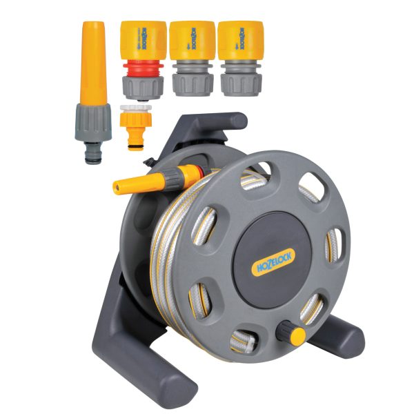 HOZELOCK 2412 30m Freestanding Compact Hose Reel + 25m of 12.5mm Hose
