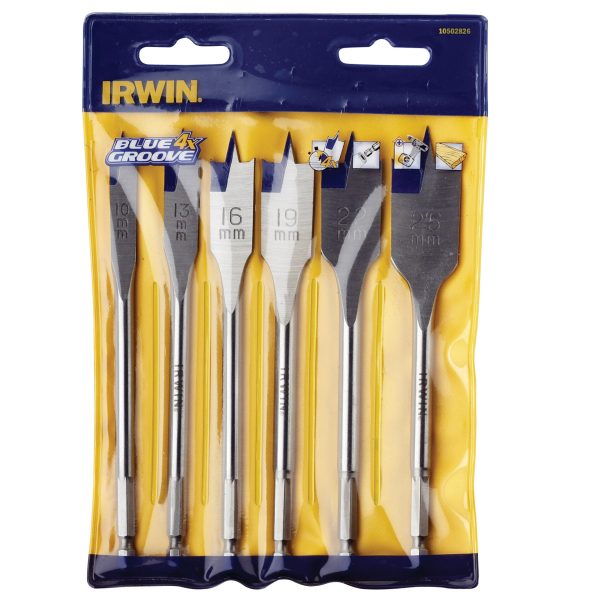 IRWIN® Blue Groove 4X Flat Bit Set, 6 Piece