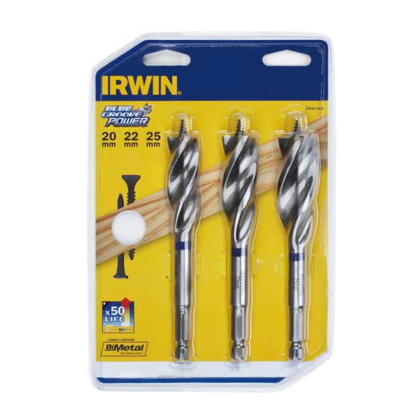 IRWIN® Blue Groove Wood Power Bit Set, 3 Piece 20 22 & 25mm
