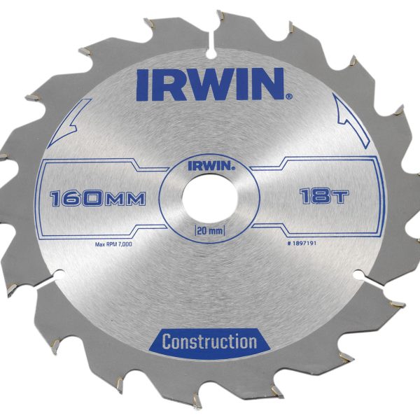 IRWIN® Construction Circular Saw Blade 160 x 20mm x 18T ATB