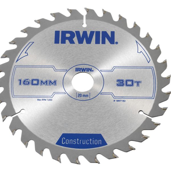 IRWIN® Construction Circular Saw Blade 160 x 20mm x 30T ATB