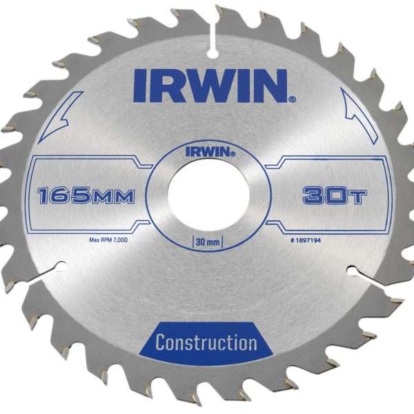 IRWIN® Construction Circular Saw Blade 165 x 30mm x 30T ATB