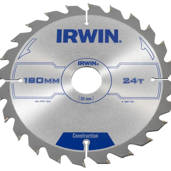 IRWIN® Construction Circular Saw Blade 180 x 30mm x 24T ATB