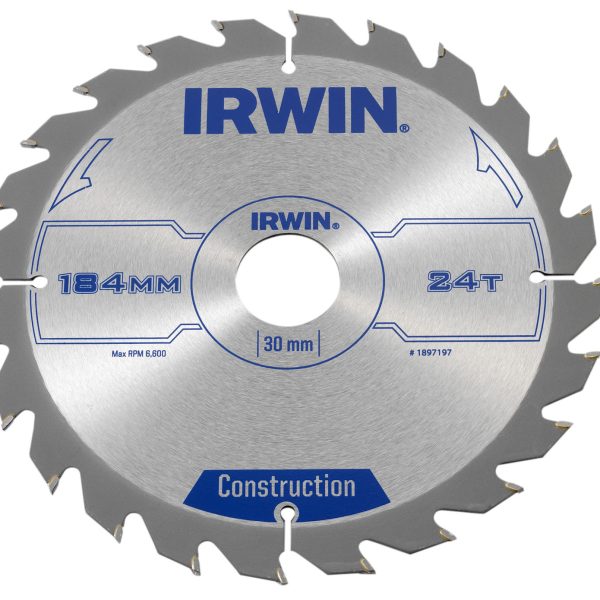 IRWIN® Construction Circular Saw Blade 184 x 30mm x 24T ATB