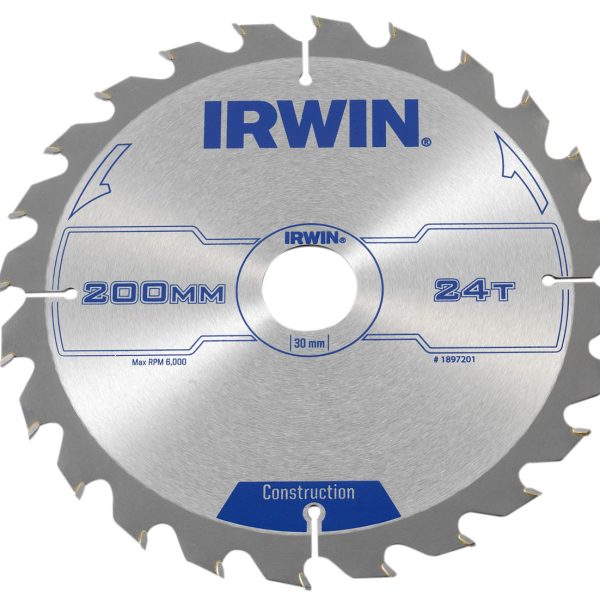 IRWIN® Construction Circular Saw Blade 200 x 30mm x 24T ATB