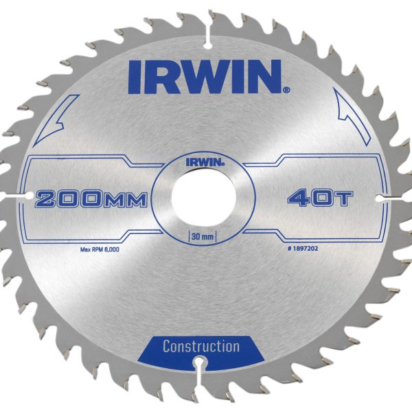 IRWIN® Construction Circular Saw Blade 200 x 30mm x 40T ATB