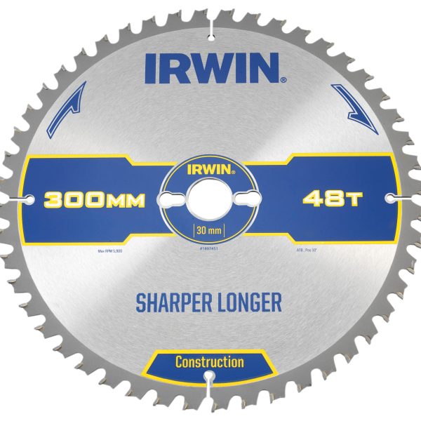 IRWIN® Construction Table & Mitre Circular Saw Blade 300 x 30mm x 48T ATB