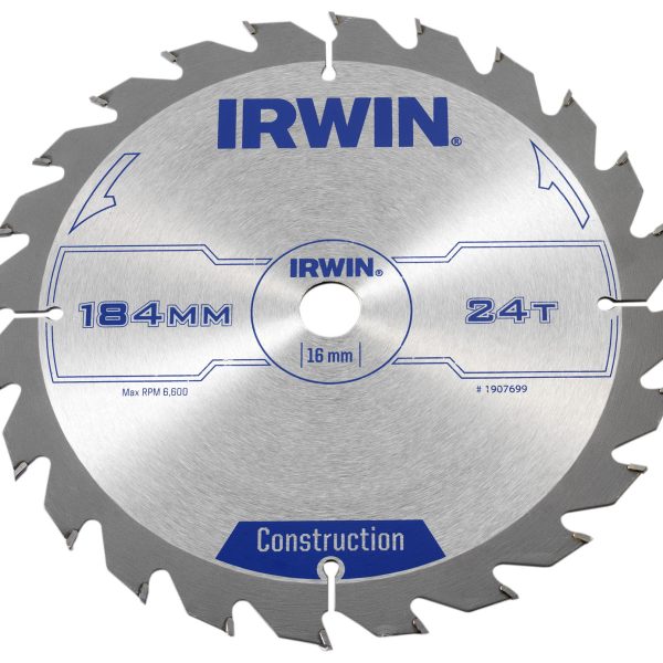 IRWIN® Construction Circular Saw Blade 184 x 16mm x 24T ATB