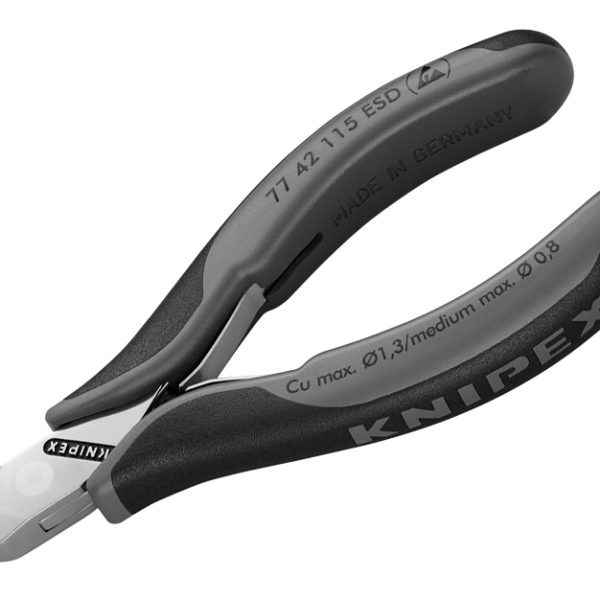 KNIPEX ESD Electronics Diagonal Cutters - Pointed Head Flush Cut Non Bevelled 115mm