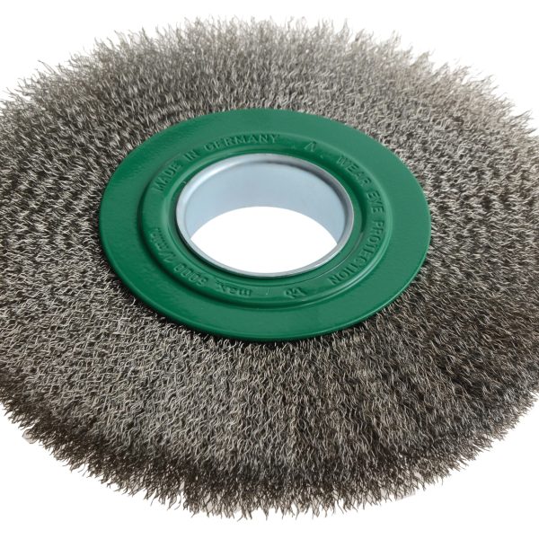 LESSMANN Wheel Brush D200mm x W24-27 x 50 Bore Stainless Steel Wire 0.30