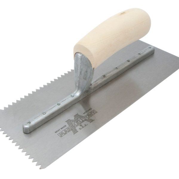 MARSHALLTOWN M701S Notched Trowel V 3/16in Wooden Handle 11 x 4.1/2in