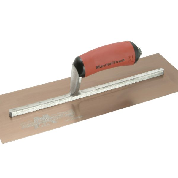 MARSHALLTOWN MPB145GSD Pre-Worn PermaShape® Finishing Gold S/S Trowel DuraSoft® 14 x 5in