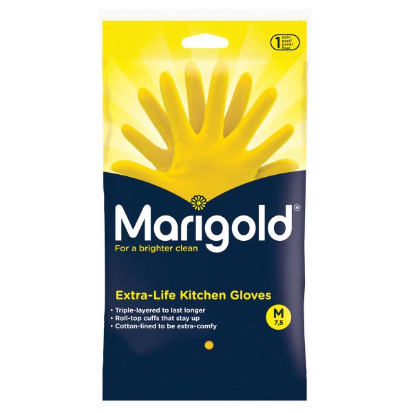 MARIGOLD Extra-Life Kitchen Rubber Gloves - Medium (6 Pairs)