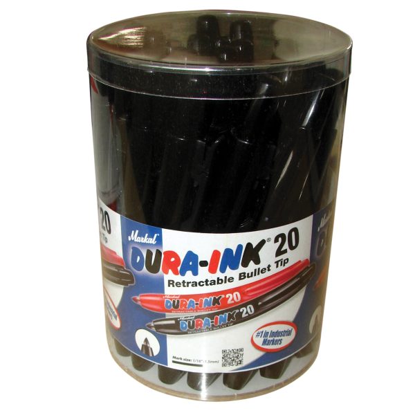 MARKAL DURA-INK® 20 Retractable Marker - Black (Tub 24)