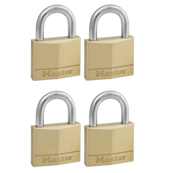 MASTER LOCK  Solid Brass 40mm Padlock 4-Pin - Keyed Alike x 4