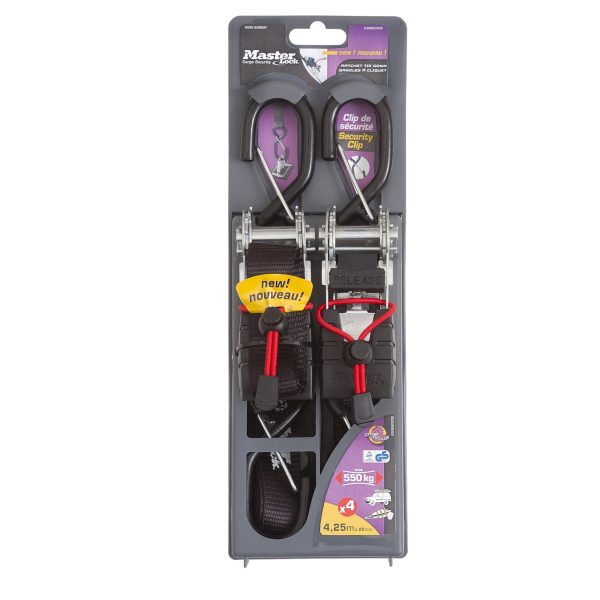 MASTER LOCK  Ratchet Tie-Down S-Hooks 4.25m 2 Piece