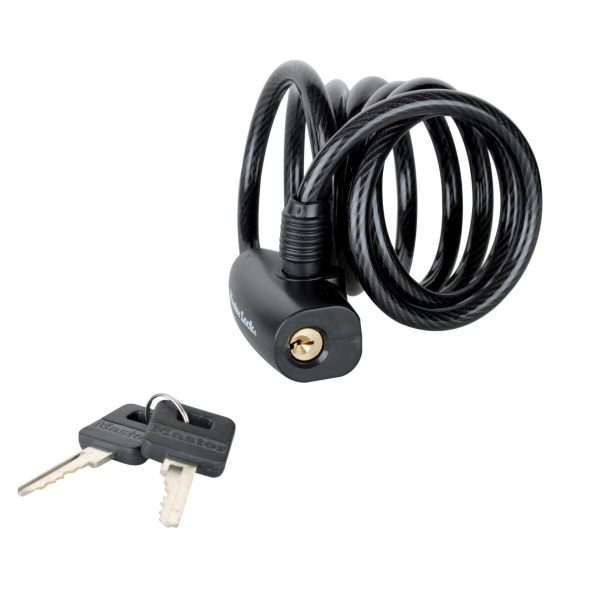 MASTER LOCK  Black Self Coiling Keyed Cable 1.8m x 8mm
