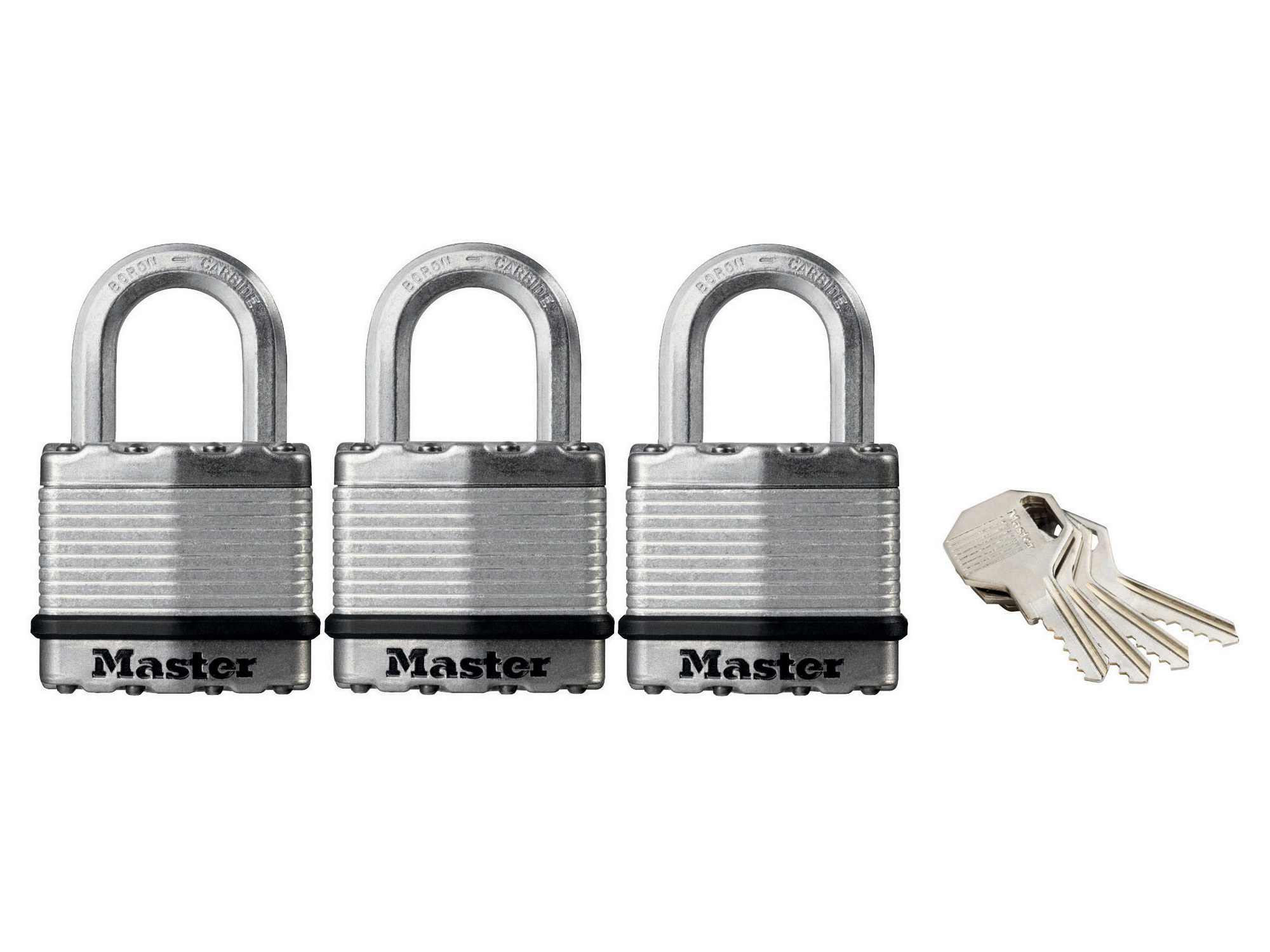 MASTER LOCK Excell™ Laminated Steel 45mm Padlock - 24mm Shackle - Keyed Alike x 3