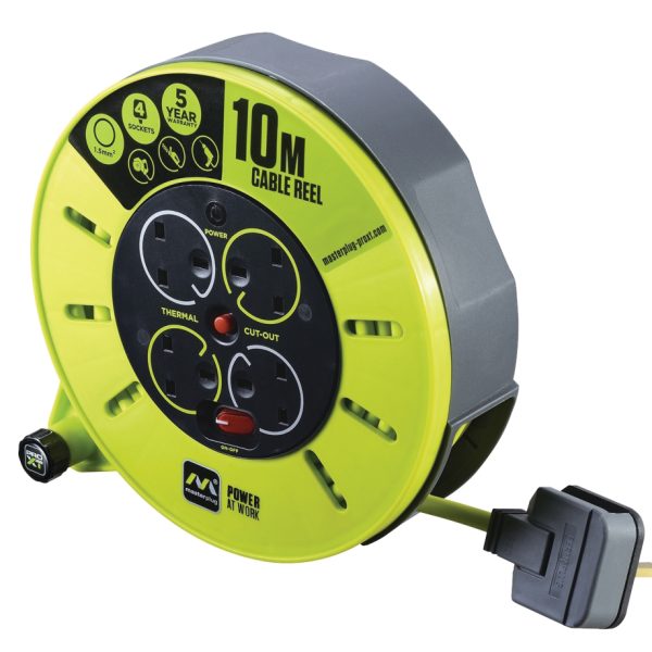 MASTERPLUG PRO-XT Cassette Cable Reel 240V 13A 4-Socket 10m