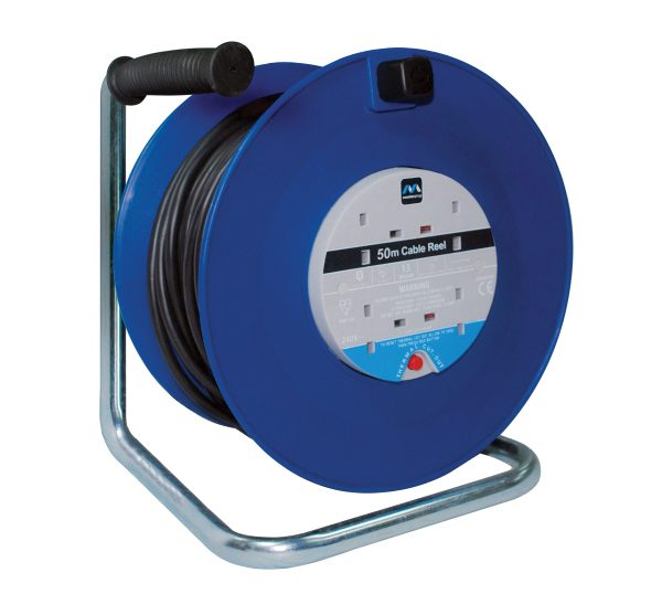MASTERPLUG Heavy-Duty Cable Reel 240V 13A 4-Socket Thermal Cut-Out 50m