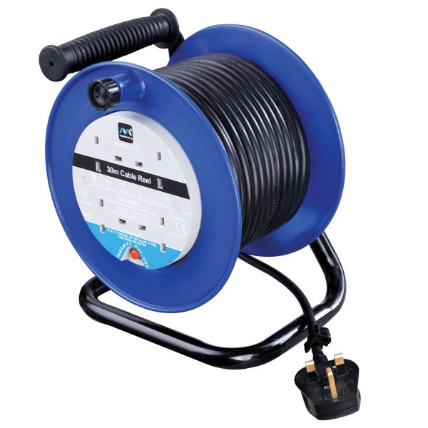 MASTERPLUG Heavy-Duty Cable Reel 240V 13A 4-Socket Thermal Cut-Out 30m