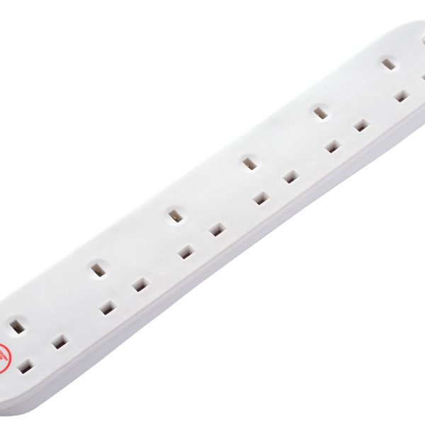MASTERPLUG Extension Lead 240V 6-Gang 13A White Surge Protected 2m