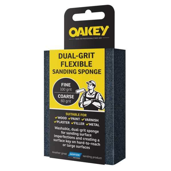 OAKEY Dual-Grit Flexible Sanding Sponge Fine/Coarse