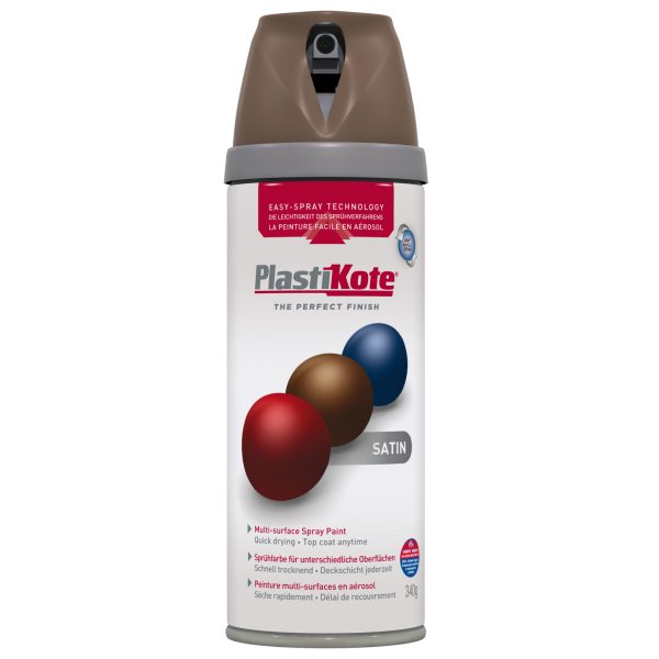 PLASTIKOTE Twist & Spray Satin Chocolate Brown 400ml