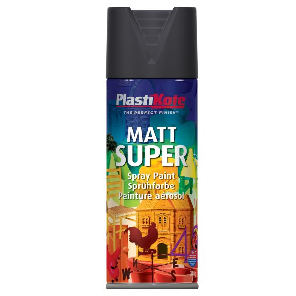 PLASTIKOTE Matt Super Spray Black 400ml