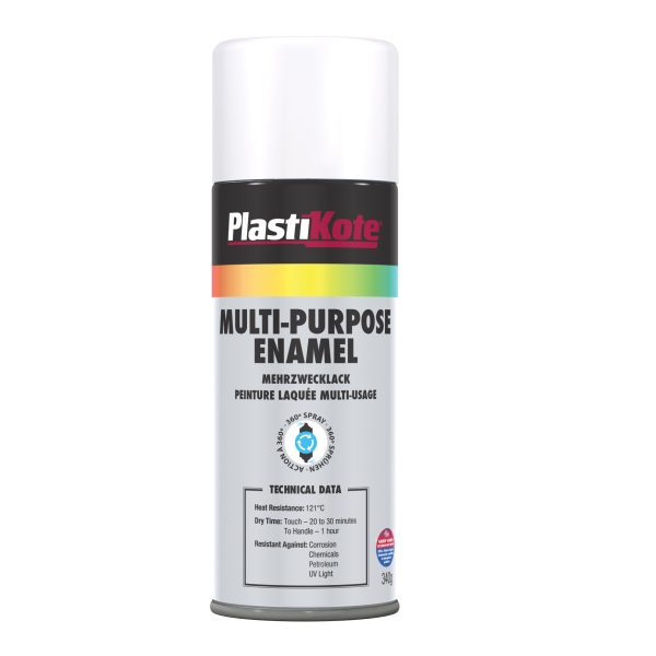 PLASTIKOTE Multi Purpose Enamel Spray Paint Matt White 400ml