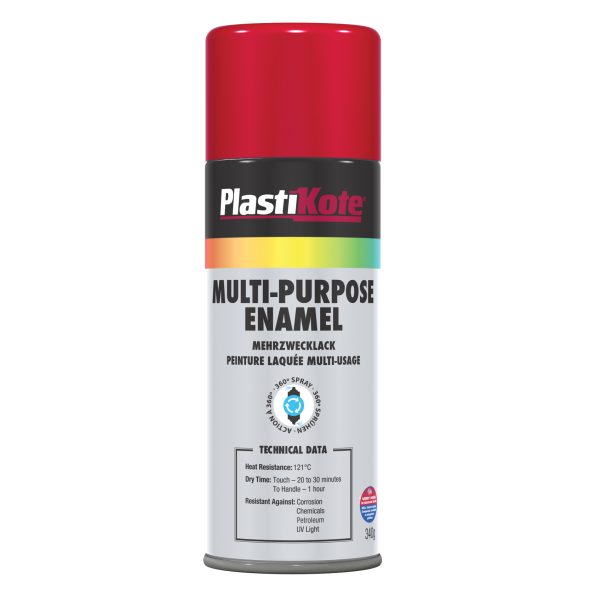 PLASTIKOTE Multi Purpose Enamel Spray Paint Gloss Red 400ml