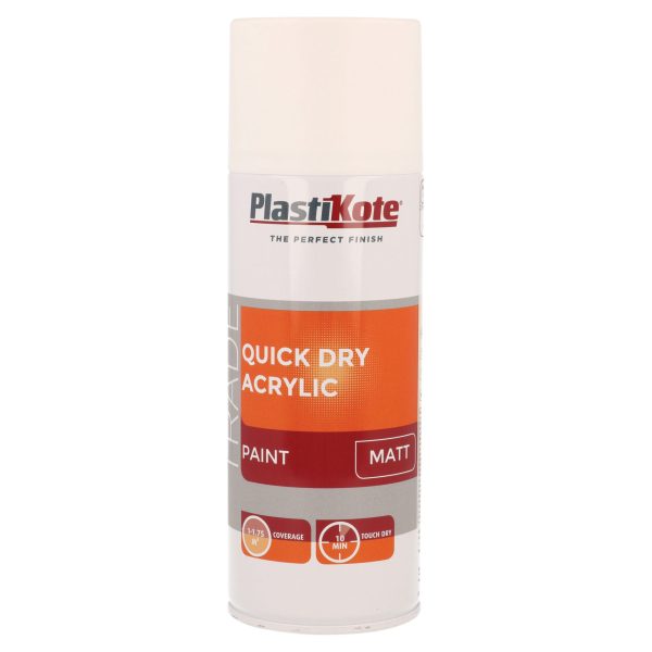 PLASTIKOTE Trade Quick Dry Acrylic Spray Paint Matt White 400ml