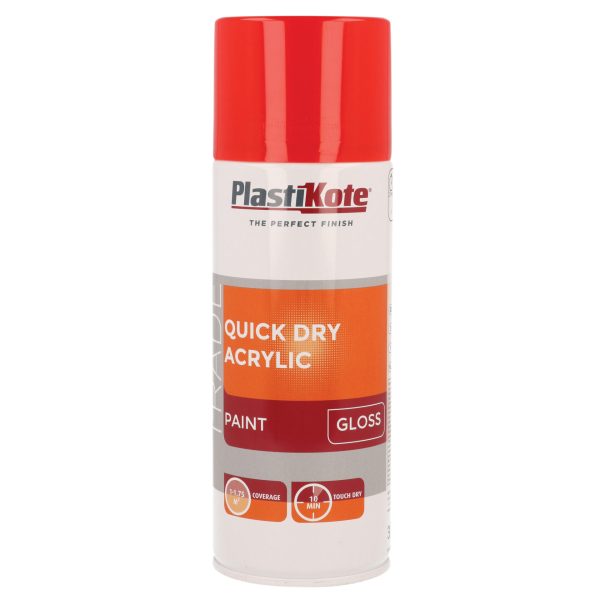 PLASTIKOTE Trade Quick Dry Acrylic Spray Paint Gloss Red 400ml