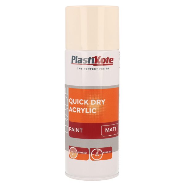 PLASTIKOTE Trade Quick Dry Acrylic Spray Paint Matt Magnolia 400ml
