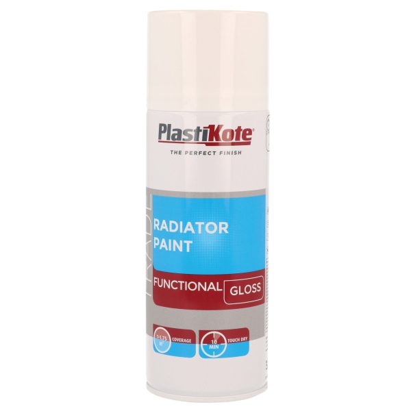 PLASTIKOTE Trade Radiator Spray Paint Gloss White 400ml