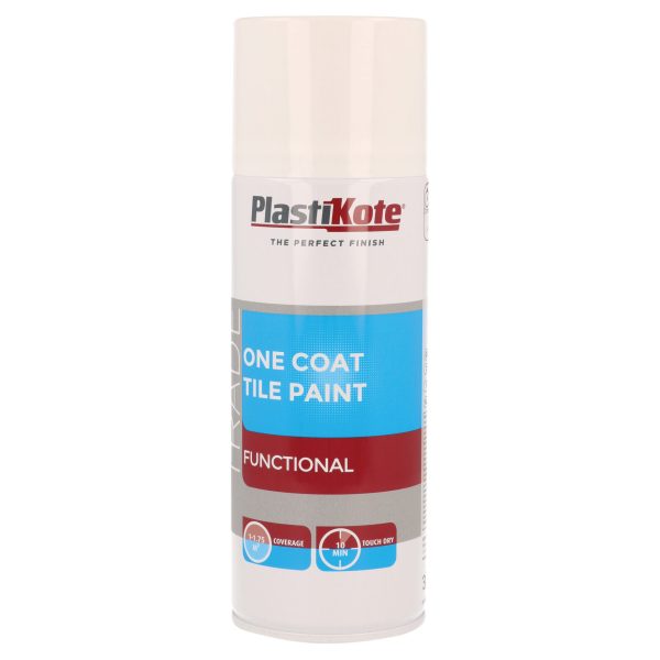 PLASTIKOTE Trade One Coat Spray Tile Paint Gloss White 400ml