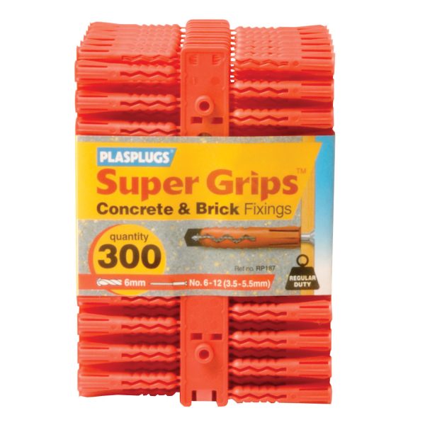 PLASPLUGS RP 187 Solid Wall Super Grips™ Fixings Red (300)
