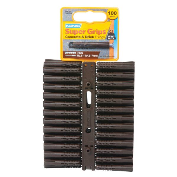 PLASPLUGS SBP 503 Solid Wall Super Grips™ Fixings Brown (100)