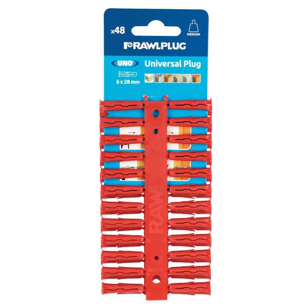 RAWLPLUG Red UNO® Plugs 6 x 28mm (Card 48)