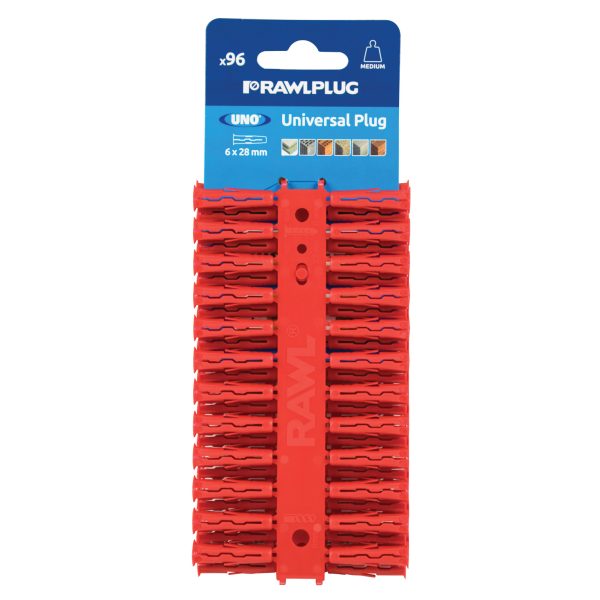 RAWLPLUG Red UNO® Plugs 6 x 28mm (Card 96)