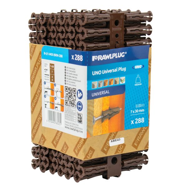 RAWLPLUG Brown UNO® Plugs 7 x 30mm (Pack 288)