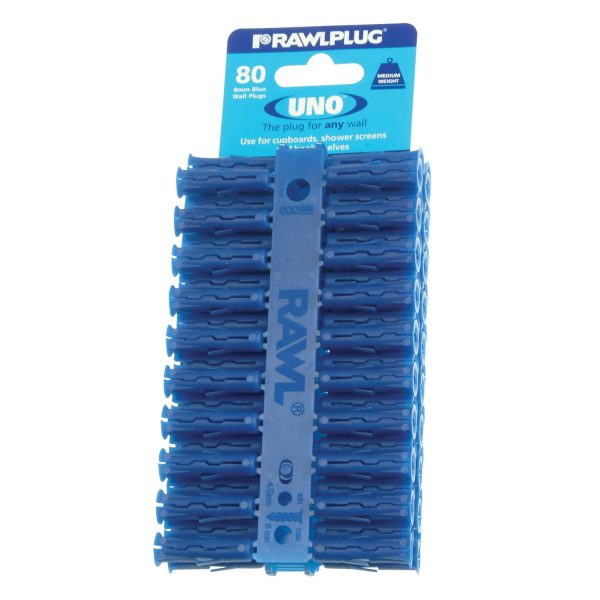 RAWLPLUG Blue UNO® Plugs 8 x 32mm (Card 80)