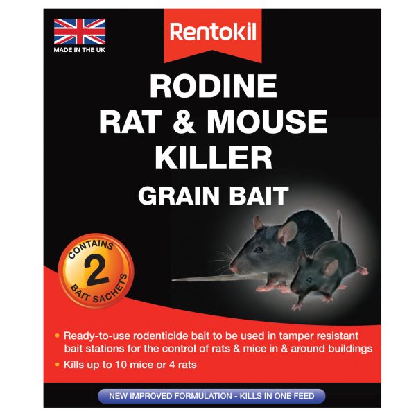 RENTOKIL Rodine Rat & Mouse Killer Grain Bait (Sachets 2)