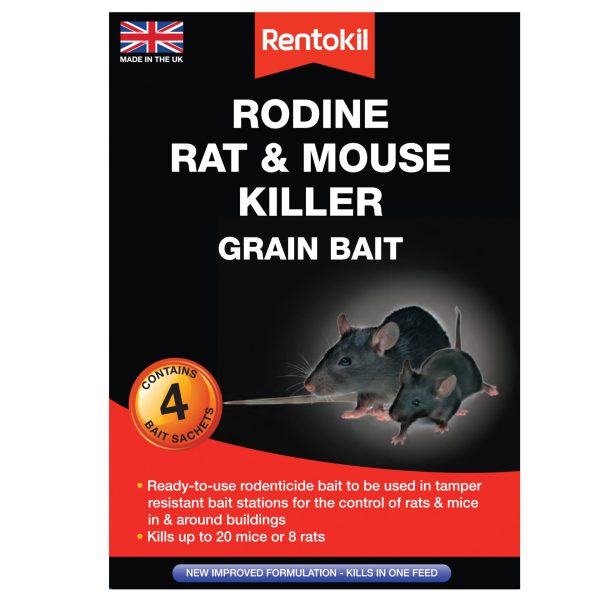 RENTOKIL Rodine Rat & Mouse Killer Grain Bait (Sachets 4)