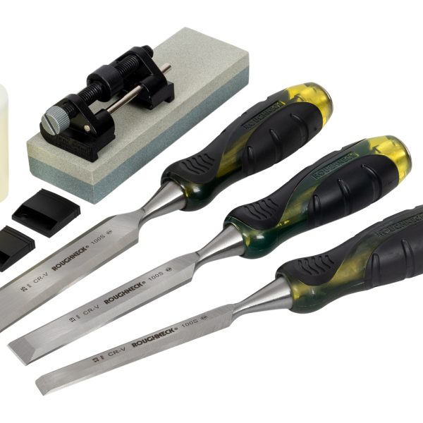 ROUGHNECK Bevel Edge Chisel & Sharpening Kit, 6 piece