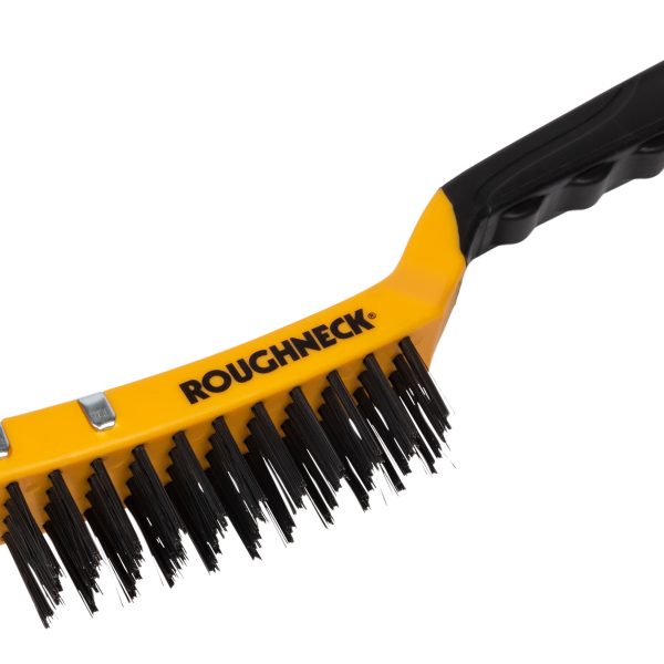 ROUGHNECK Carbon Steel Wire Brush Soft Grip with Scraper 300mm (12in) - 4 Row